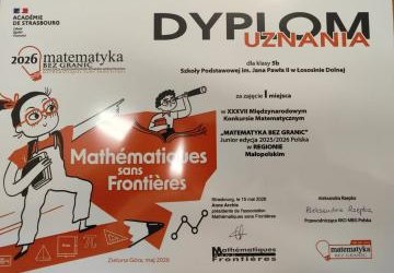 Wielki sukces klasy 5b – I miejsce w konkursie „Matematyka bez Granic”!